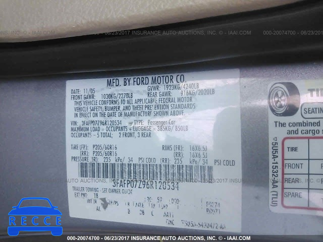 2006 Ford Fusion 3FAFP07Z96R120534 image 8