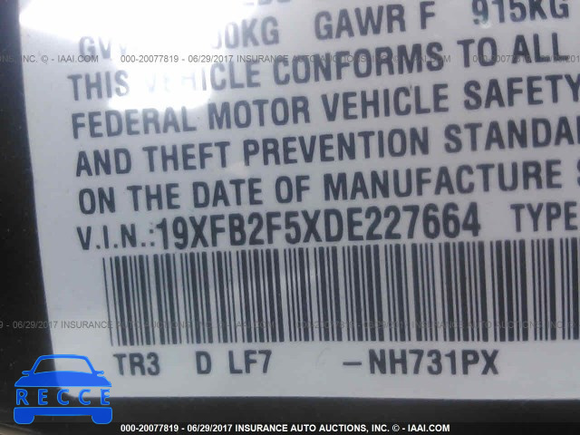 2013 Honda Civic 19XFB2F5XDE227664 image 8