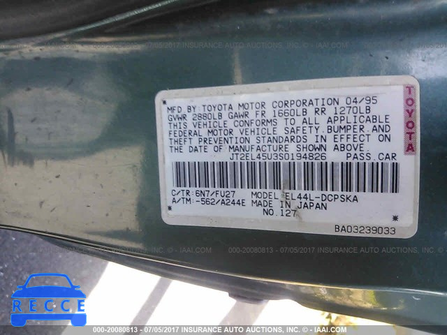 1995 Toyota Paseo JT2EL45U3S0194826 image 8