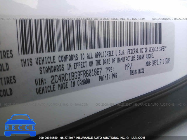 2015 Chrysler Town and Country 2C4RC1BG3FR601867 image 8