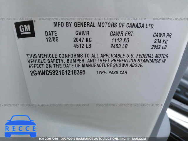 2006 Buick Lacrosse 2G4WC582161218395 image 8