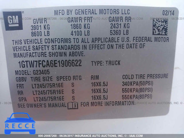 2014 GMC Savana G2500 1GTW7FCA6E1906622 image 8