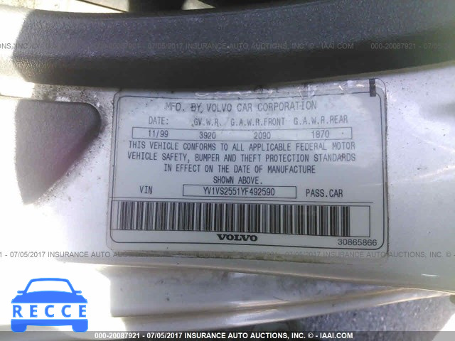2000 Volvo S40 YV1VS2551YF492590 image 8