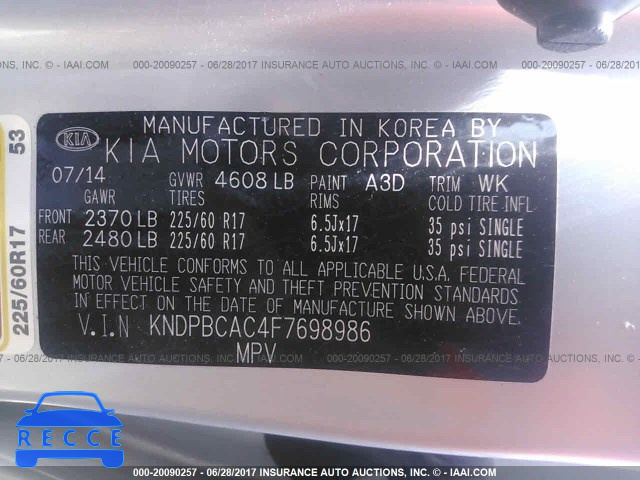 2015 KIA Sportage LX KNDPBCAC4F7698986 image 8