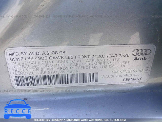 2009 Audi A4 PREMIUM PLUS WAUSF78K09N018632 image 8
