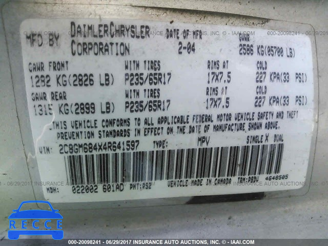 2004 Chrysler Pacifica 2C8GM684X4R641597 image 8