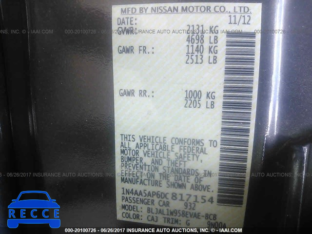 2013 Nissan Maxima S/SV 1N4AA5AP6DC817154 image 8