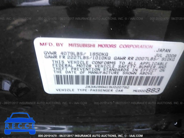 2009 Mitsubishi Lancer JA3AU86W19U020782 image 8