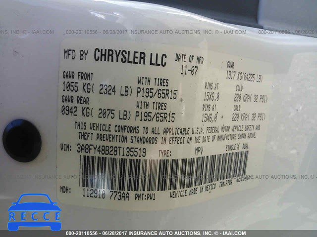 2008 CHRYSLER PT CRUISER 3A8FY48B28T135519 image 8