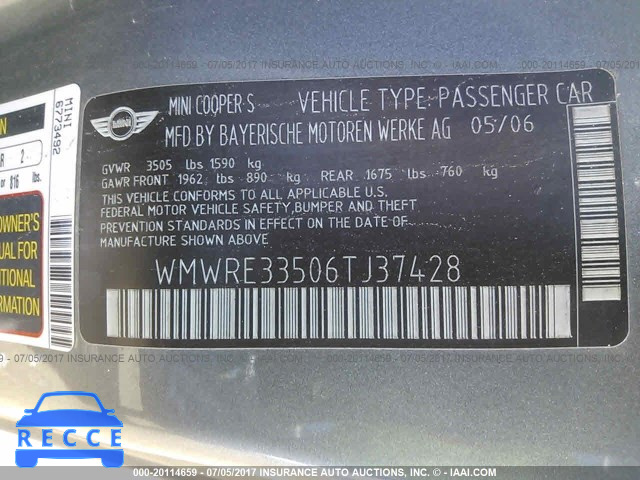 2006 Mini Cooper WMWRE33506TJ37428 image 8