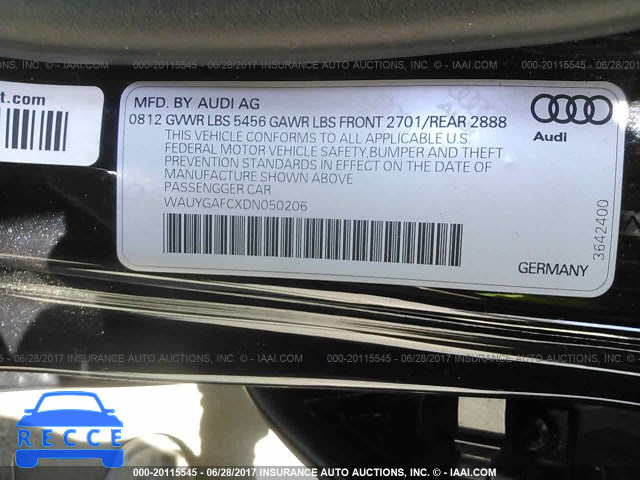2013 Audi A7 PREMIUM PLUS WAUYGAFCXDN050206 image 8