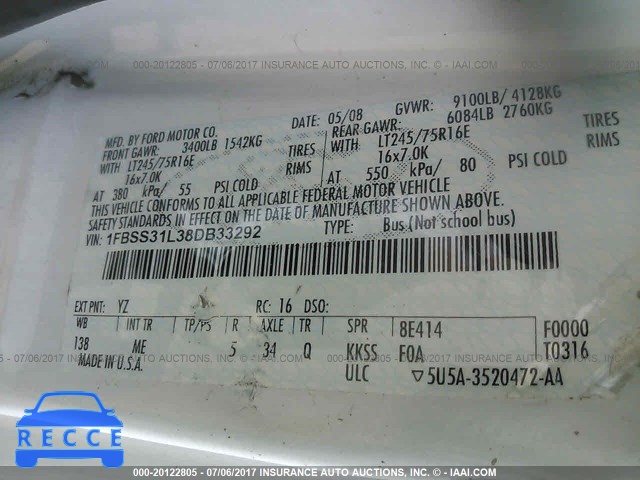 2008 Ford Econoline E350 SUPER DUTY WAGON 1FBSS31L38DB33292 image 8
