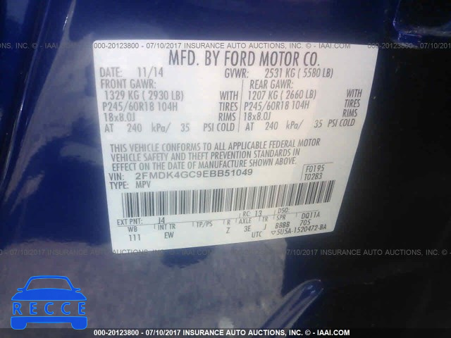 2014 Ford Edge SE 2FMDK4GC9EBB51049 image 8