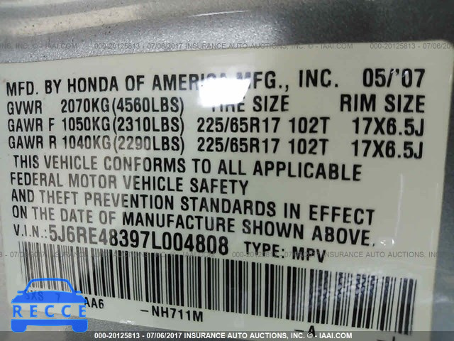 2007 Honda CR-V 5J6RE48397L004808 Bild 8