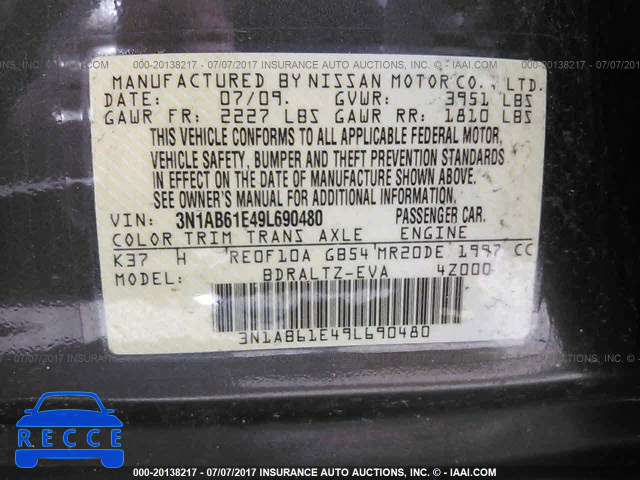 2009 Nissan Sentra 3N1AB61E49L690480 image 8