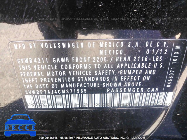 2012 Volkswagen Jetta 3VWDP7AJ4CM371965 image 8