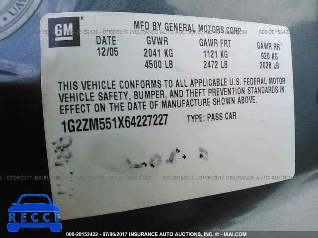 2006 Pontiac G6 1G2ZM551X64227227 image 8