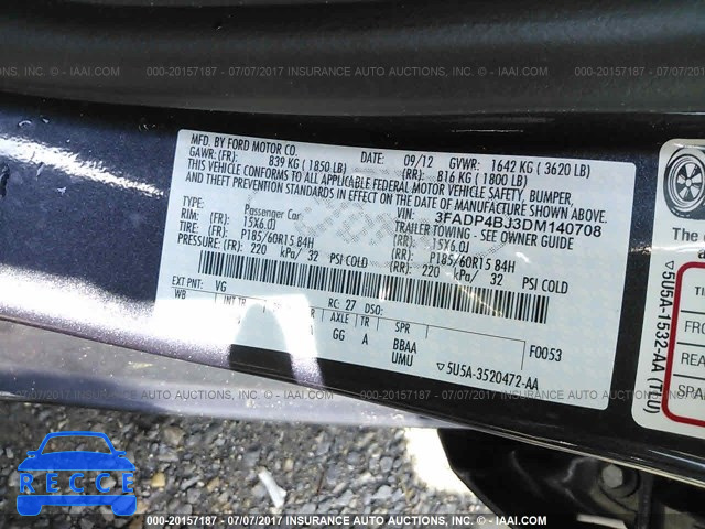 2013 FORD FIESTA 3FADP4BJ3DM140708 image 8