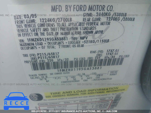 2005 Ford Freestyle 1FMZK01195GA53881 зображення 8