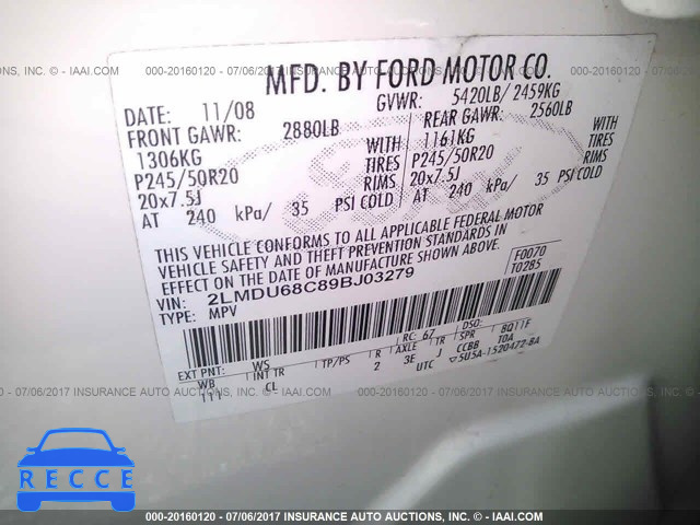 2009 Lincoln MKX 2LMDU68C89BJ03279 image 8