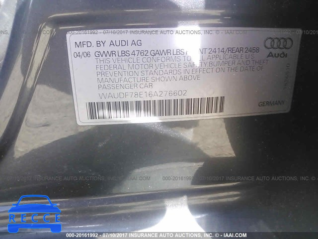 2006 Audi A4 WAUDF78E16A276602 image 8