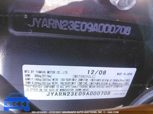 2009 Yamaha YZFR1 JYARN23E09A000708 image 9