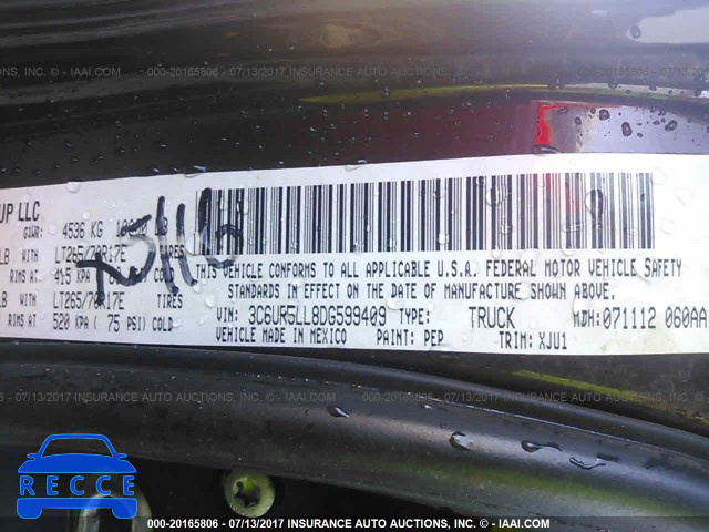 2013 RAM 2500 LONGHORN 3C6UR5LL8DG599409 image 8
