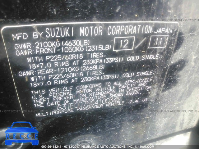 2012 Suzuki Grand Vitara JLX JS3TE0D75C4100342 image 8