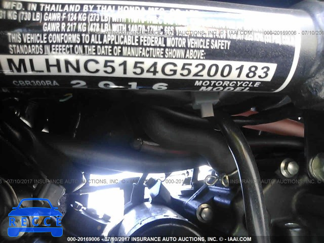2016 Honda CBR300 RA MLHNC5154G5200183 image 9