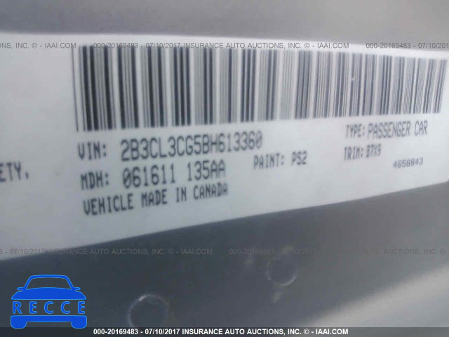 2011 Dodge Charger 2B3CL3CG5BH613360 зображення 8