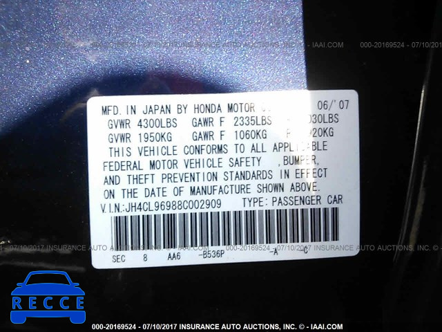 2008 Acura TSX JH4CL96988C002909 зображення 8