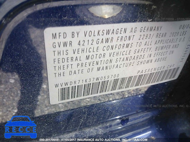 2007 Volkswagen Rabbit WVWDR71K37W059700 image 8