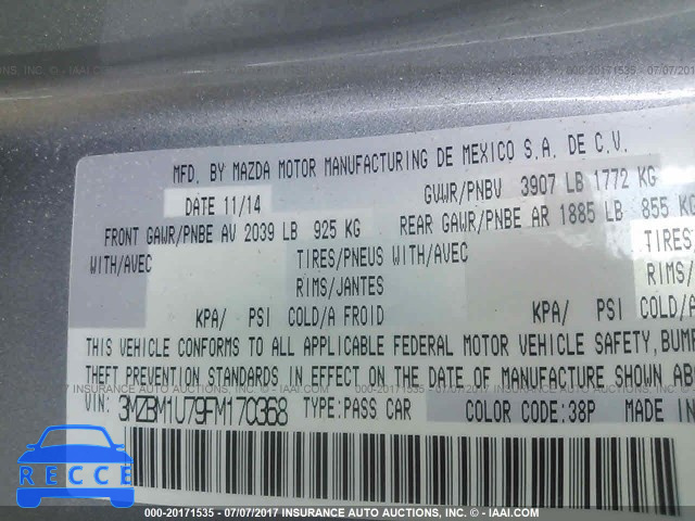 2015 Mazda 3 3MZBM1U79FM170368 image 8