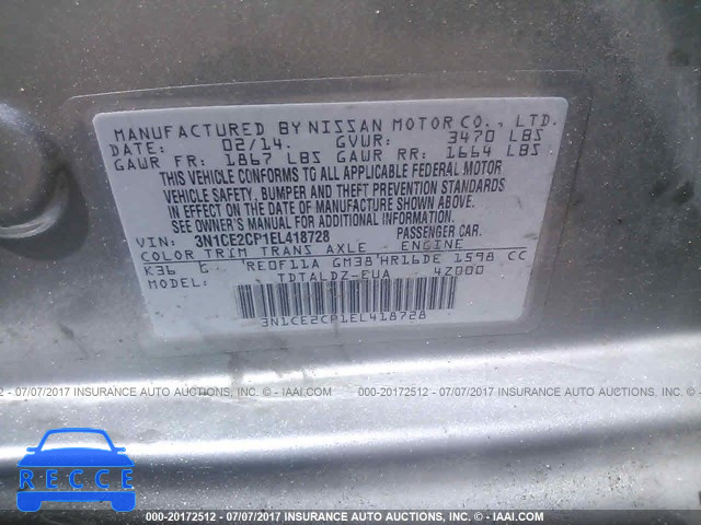 2014 Nissan Versa Note 3N1CE2CP1EL418728 image 8