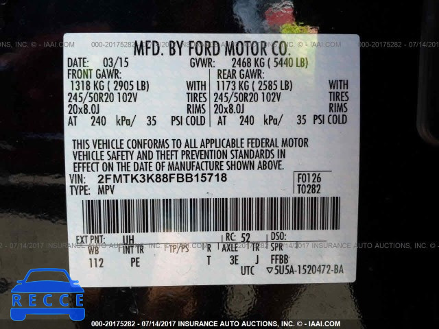 2015 Ford Edge TITANIUM 2FMTK3K88FBB15718 зображення 8