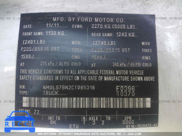 2012 Ford Transit Connect NM0LS7BN2CT085318 image 8
