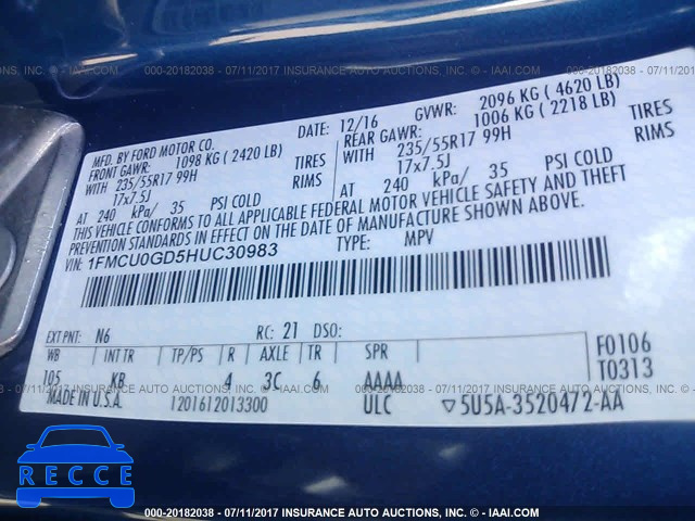 2017 FORD ESCAPE 1FMCU0GD5HUC30983 image 8