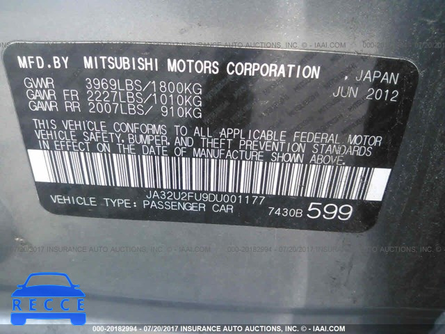 2013 Mitsubishi Lancer ES/ES SPORT JA32U2FU9DU001177 image 8