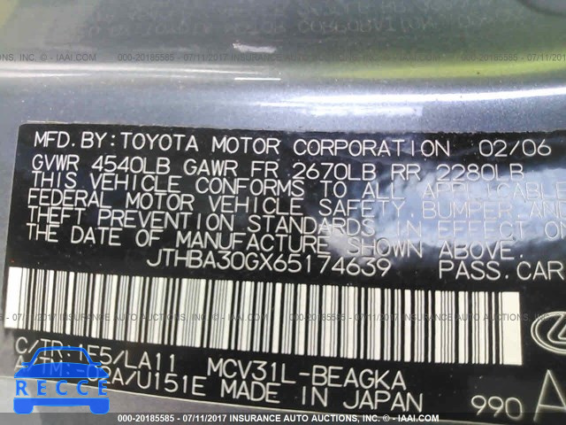 2006 Lexus ES 330 JTHBA30GX65174639 image 8