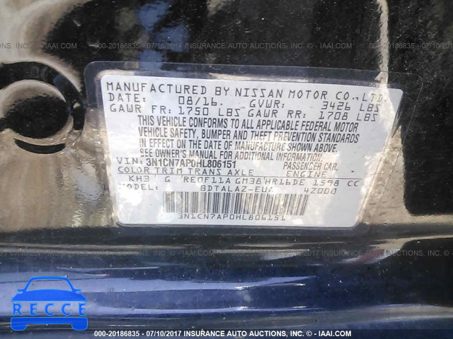 2017 NISSAN VERSA 3N1CN7AP0HL806151 image 8