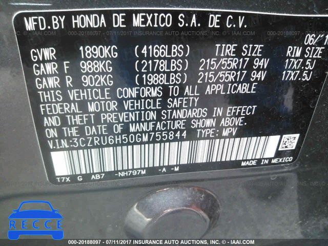 2016 Honda HR-v 3CZRU6H50GM755844 image 8