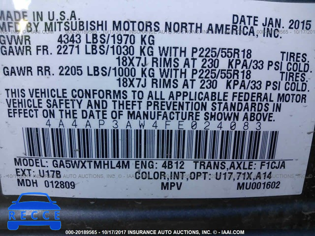 2015 Mitsubishi Outlander Sport ES 4A4AP3AW4FE024083 image 8