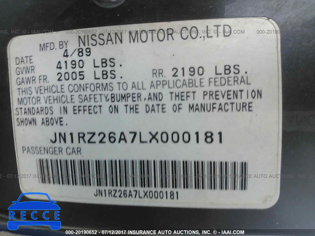 1990 Nissan 300ZX 2+2 JN1RZ26A7LX000181 зображення 8