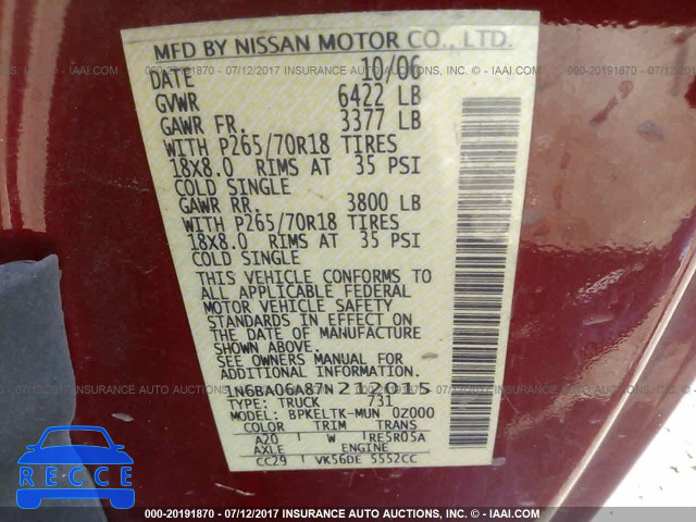 2007 Nissan Titan 1N6BA06A87N212015 image 8