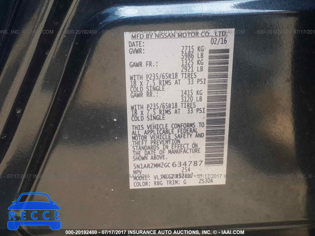 2016 Nissan Pathfinder S/SV/SL/PLATINUM 5N1AR2MM2GC634787 Bild 8
