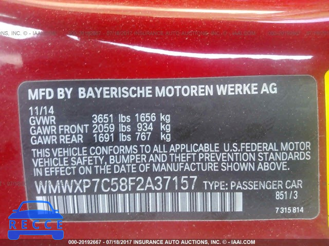 2015 MINI COOPER S WMWXP7C58F2A37157 image 8