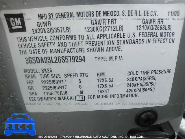 2006 Buick Rendezvous CX/CXL 3G5DA03L26S579294 image 8