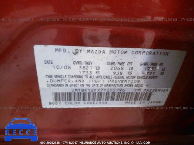 2007 MAZDA 3 JM1BK12FX71655796 зображення 8
