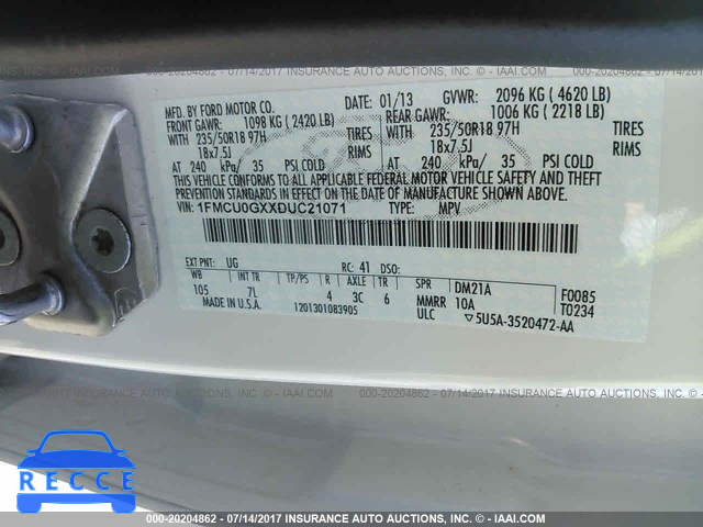 2013 Ford Escape 1FMCU0GXXDUC21071 image 8