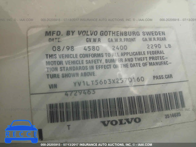 1999 Volvo S70 YV1LT56D3X2570160 image 8